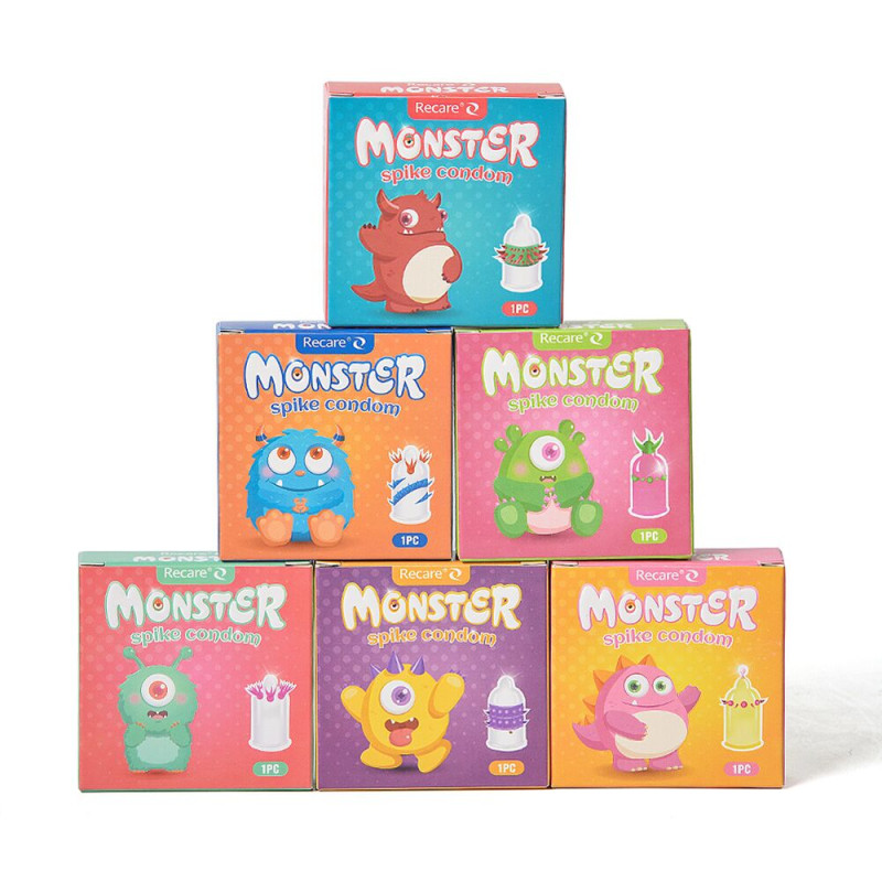 Recare Green Monster Spike Condom (з рядом кульок і вусиками на кінчику)