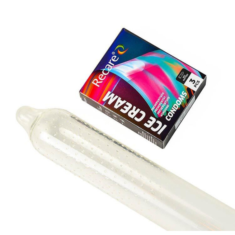 Holographic Recare Ice Cream Big Dotted Condoms 3 шт, з пухирцями, аромат: морозиво