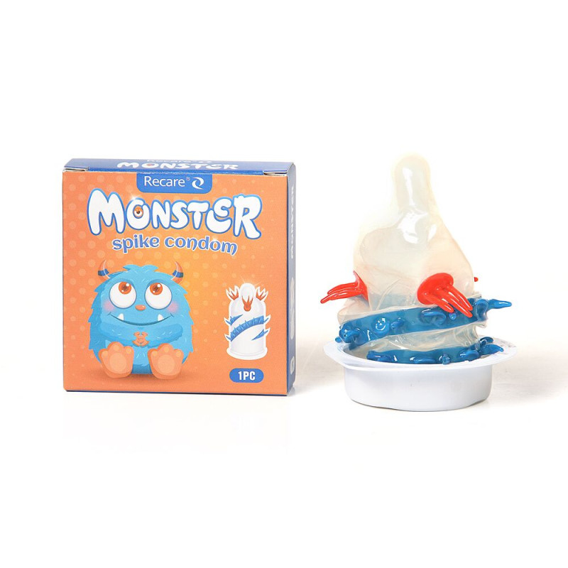 Recare Blue Monster Spike Condom (з вусиками та спіраллю шипів)