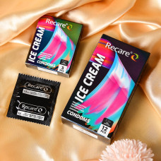 Holographic Recare Ice Cream Big Dotted Condoms 12 шт, з пухирцями, аромат: морозиво