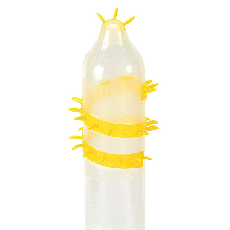 Recare Spike Condom Yellow (з вусиками та спіраллю шипів)