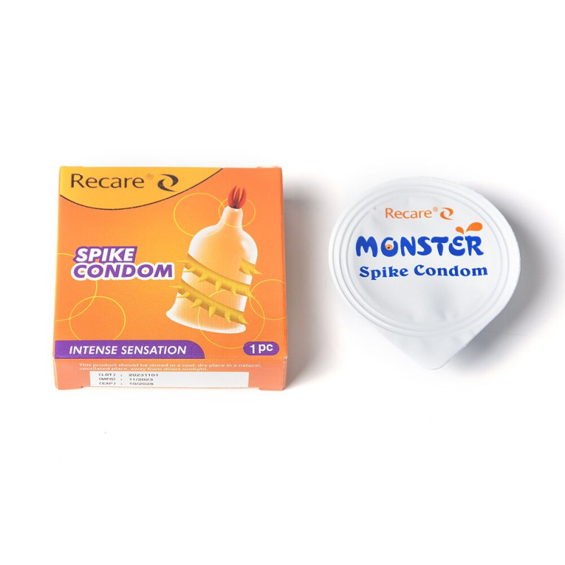 Recare Spike Condom Yellow (з вусиками та спіраллю шипів)