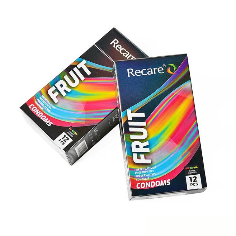 Holographic Recare Fruit Flavour Condoms 12 шт, аромати: м'ята, банан, полуниця