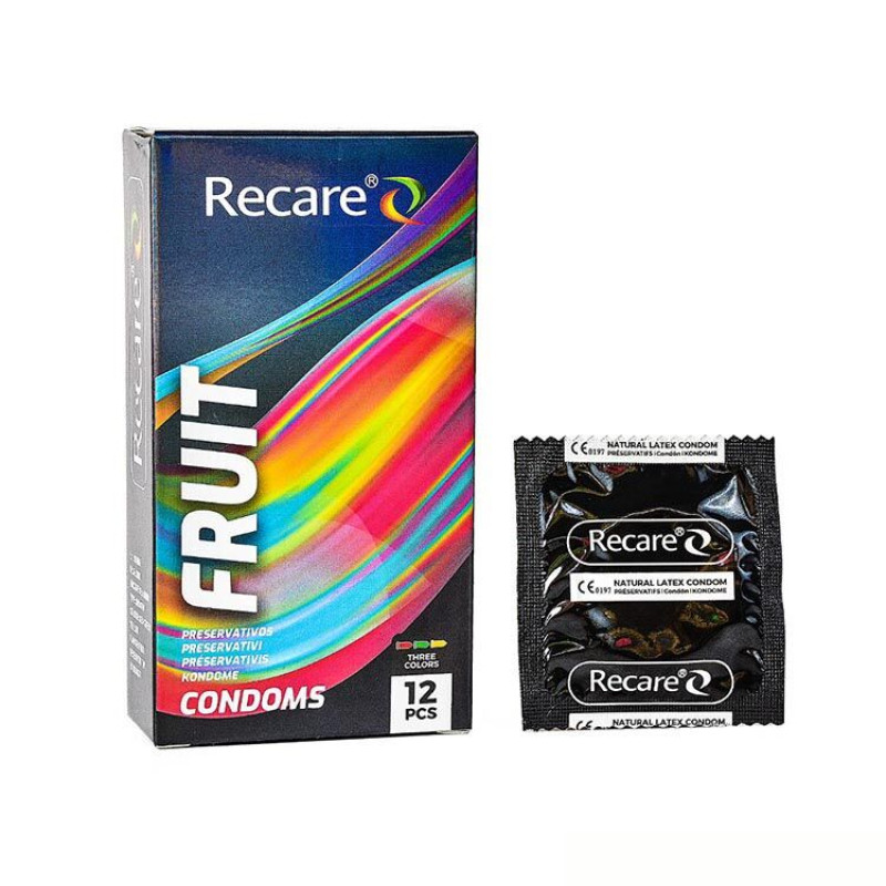Holographic Recare Fruit Flavour Condoms 12 шт, аромати: м'ята, банан, полуниця
