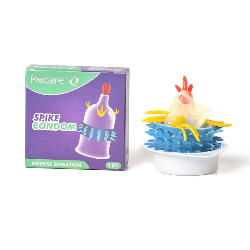Recare Spike Condom Purple (з вусиками та рядами шипів)