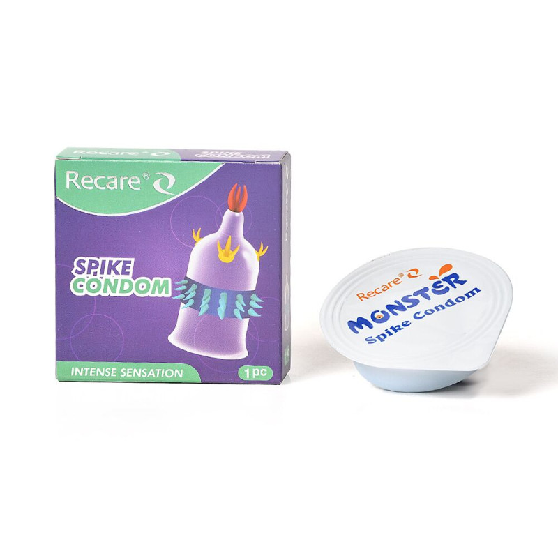 Recare Spike Condom Purple (з вусиками та рядами шипів)
