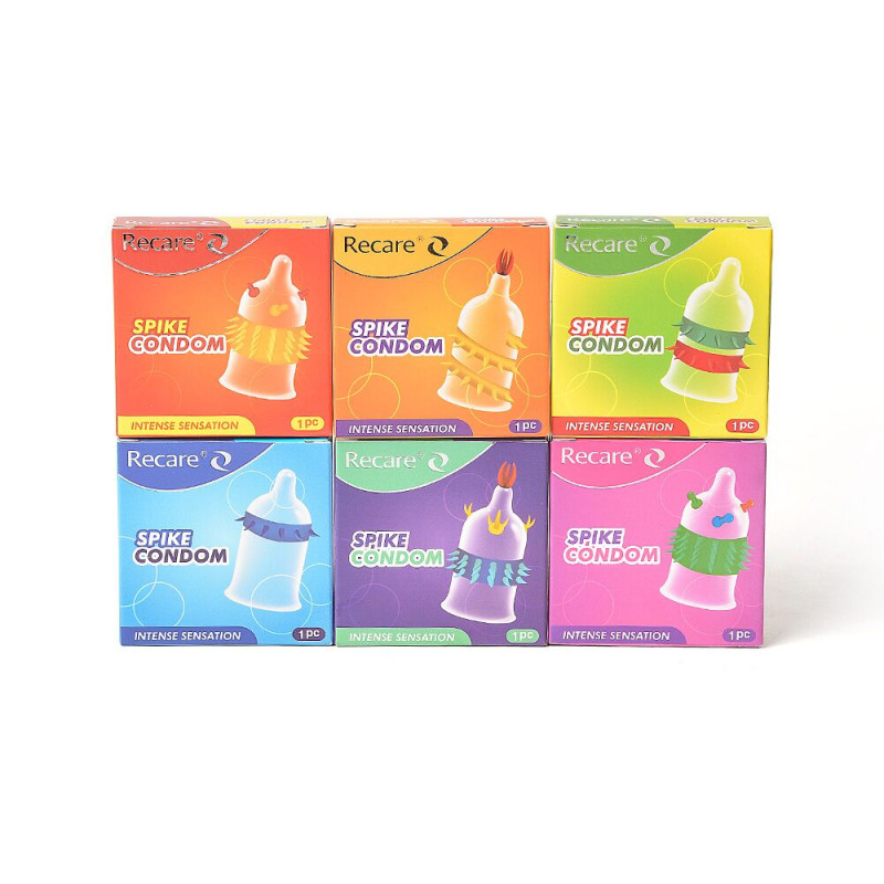Recare Spike Condom Purple (з вусиками та рядами шипів)