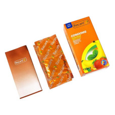 Recare Color Fruit Flavour Condoms 12 шт, аромати: м'ята, банан, полуниця
