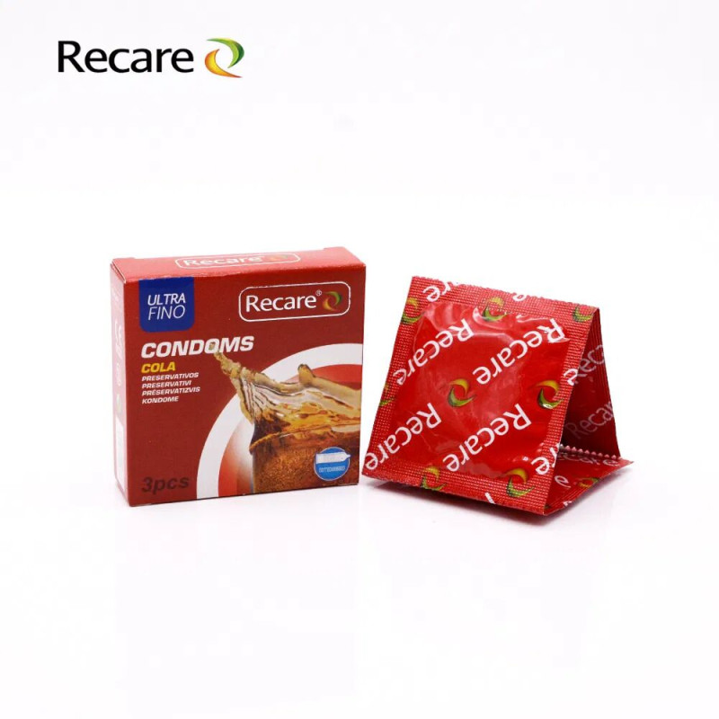 Recare Cola Dotted&Ribbed Condoms 3 шт, з пухирцями та ребрами, аромат: Кола