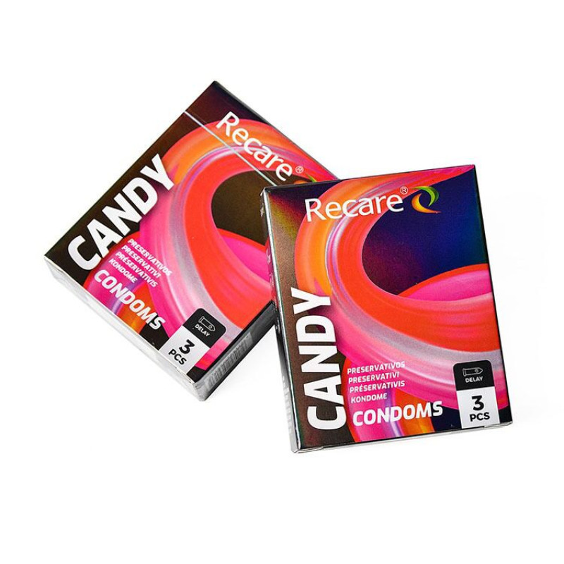 Holographic Recare Delay Candy Condoms 3 шт, пролонгувальний ефект, цукерковий аромат