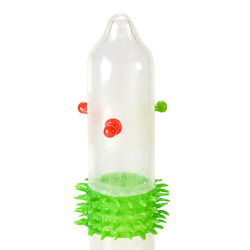 Recare Spike Condom Pink (з кульками та рядами шипів)