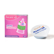 Recare Spike Condom Pink (з кульками та рядами шипів)