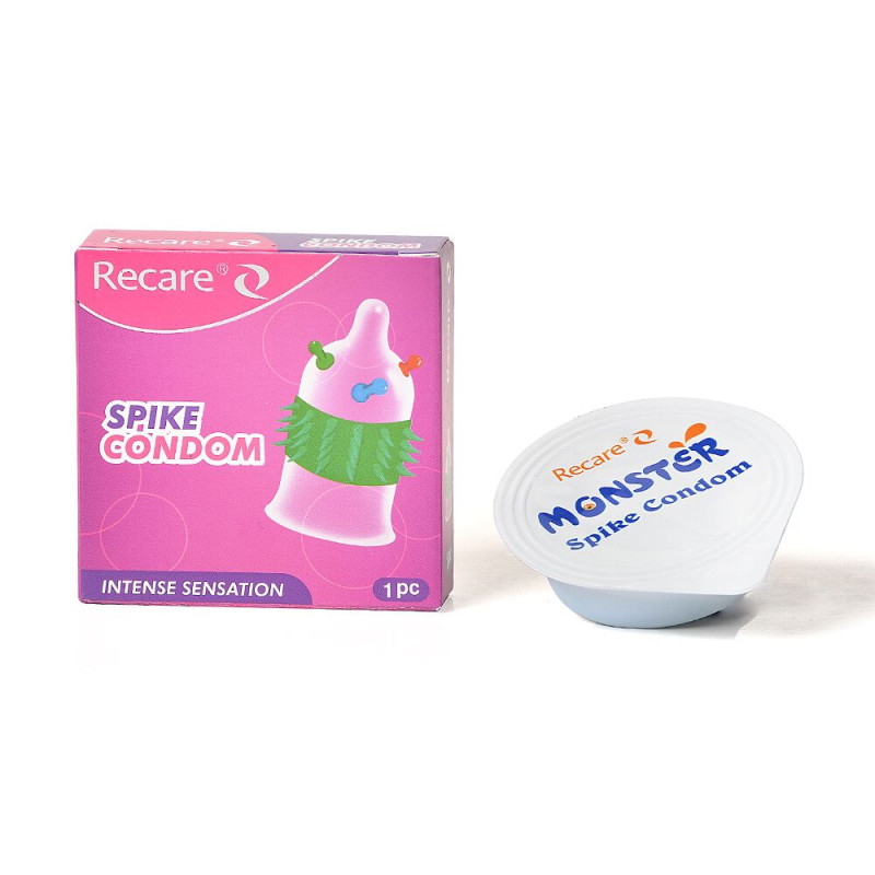 Recare Spike Condom Pink (з кульками та рядами шипів)