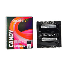 Holographic Recare Delay Candy Condoms 3 шт, пролонгувальний ефект, цукерковий аромат