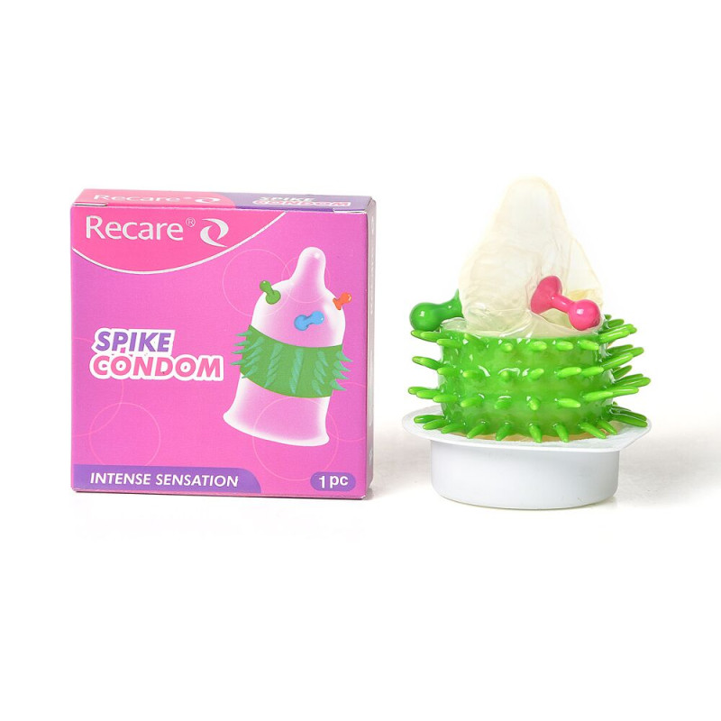 Recare Spike Condom Pink (з кульками та рядами шипів)