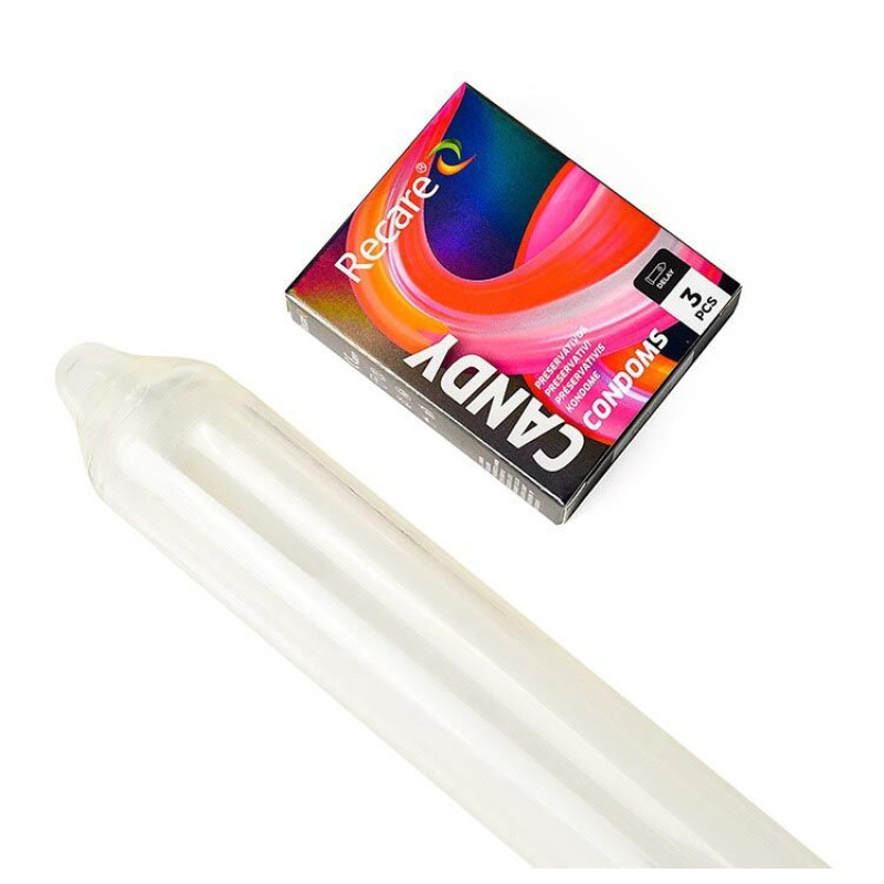 Holographic Recare Delay Candy Condoms 3 шт, пролонгувальний ефект, цукерковий аромат