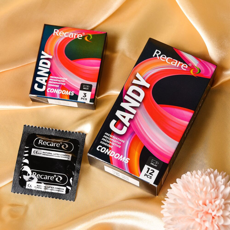 Holographic Recare Delay Candy Condoms 12 шт, пролонгувальний ефект, цукерковий аромат