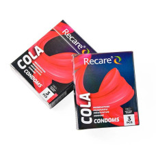 Holographic Recare Cola Dotted&Ribbed Condoms 3 шт, з пухирцями і ребрами, аромат: Кола