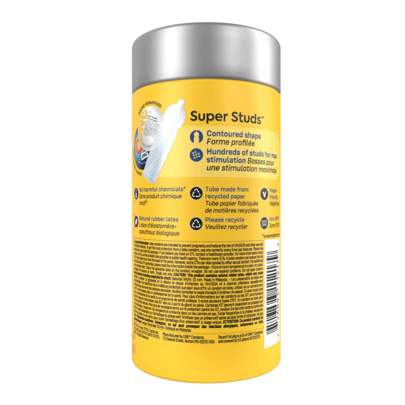 ONE Super Studs, 12 шт, с точечным рельефом, со смазкой, подарочная упаковка-тубус