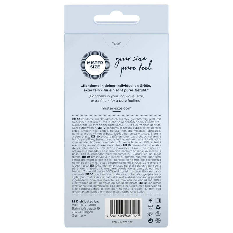 Mister Size – pure feel – 47 (10 condoms), толщина 0,05 мм Mister Size – pure feel – 47 (10 condoms), толщина 0,05 мм