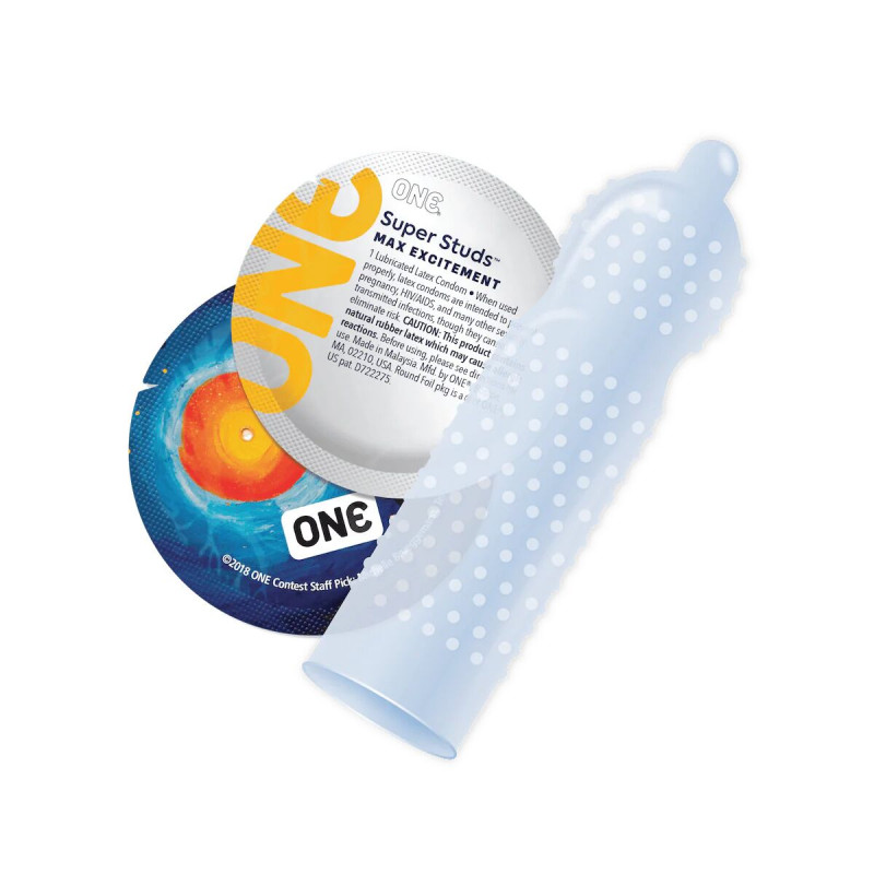 ONE Super Studs, 12 шт, с точечным рельефом, со смазкой, подарочная упаковка-тубус