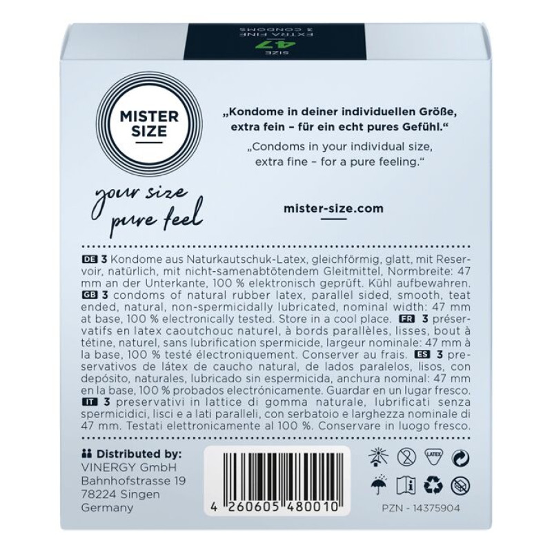 Mister Size – pure feel – 47 (3 condoms), толщина 0,05 мм Mister Size – pure feel – 47 (3 condoms), толщина 0,05 мм