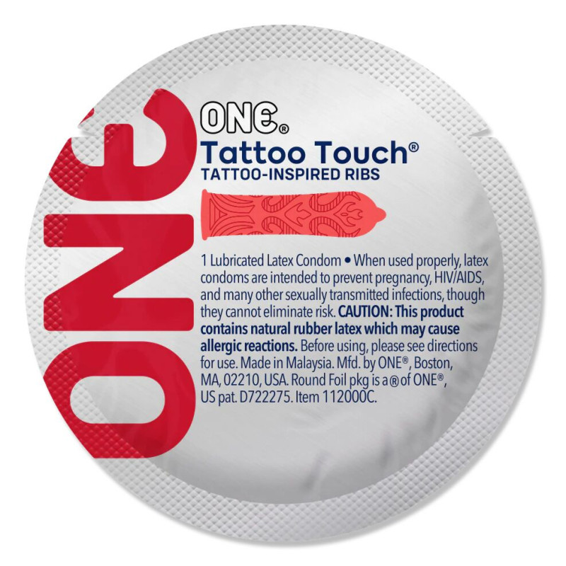 Набор ONE Tattoo Touch, 100 шт, с рельефом в виде тату, 3 разновидности, упаковка-тубус Набор ONE Tattoo Touch, 100 шт, с рельефом в виде тату, 3 разновидности, упаковка-тубус