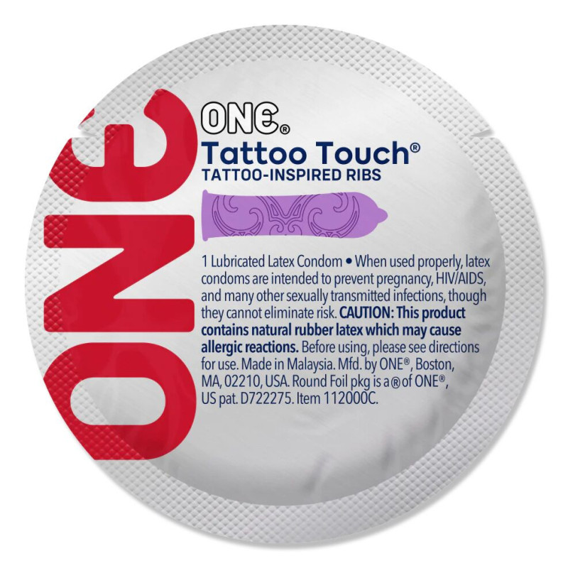 Набор ONE Tattoo Touch, 100 шт, с рельефом в виде тату, 3 разновидности, упаковка-тубус Набор ONE Tattoo Touch, 100 шт, с рельефом в виде тату, 3 разновидности, упаковка-тубус