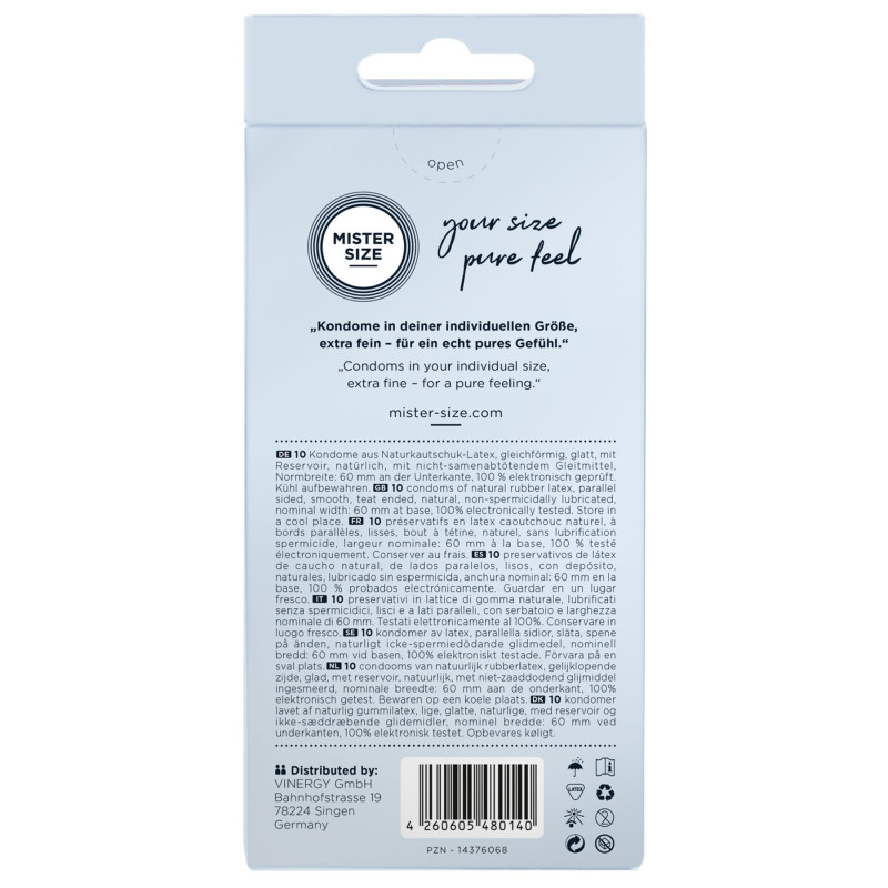 Mister Size – pure feel – 60 (10 condoms), толщина 0,05 мм