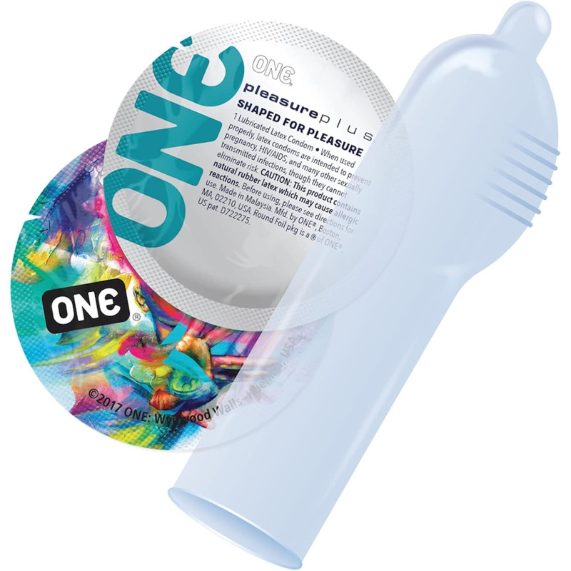 ONE Pleasure Plus, 1 шт, с ребристым участком на конце, со смазкой
