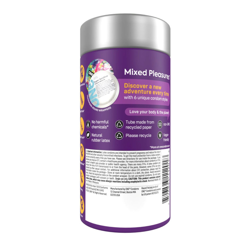 ONE Mixed Pleasures, 12 шт, 6 видов, подарочная упаковка-тубус
