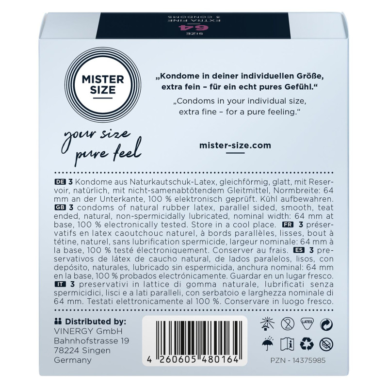 Mister Size – pure feel – 64 (3 condoms), толщина 0,05 мм Mister Size – pure feel – 64 (3 condoms), толщина 0,05 мм