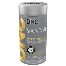 ONE Vanish Hyperthin, 12 шт, ультратонкие, со смазкой, подарочная упаковка-тубус