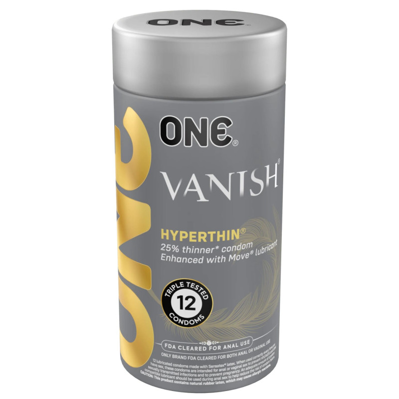 ONE Vanish Hyperthin, 12 шт, ультратонкие, со смазкой, подарочная упаковка-тубус