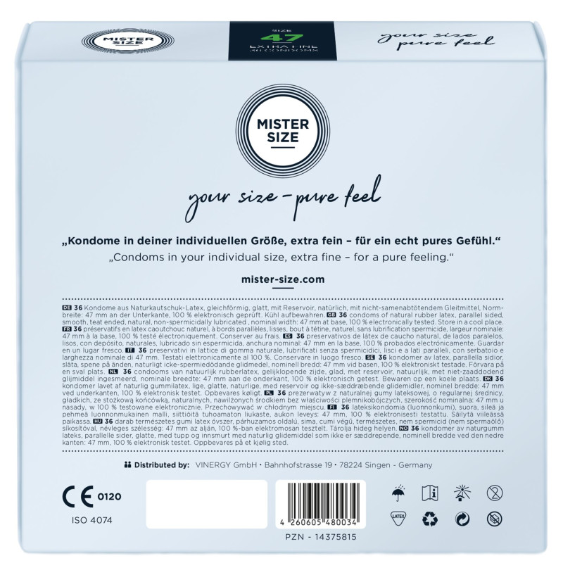 Mister Size - pure feel - 47 (36 condoms), товщина 0,05 мм Mister Size - pure feel - 47 (36 condoms), товщина 0,05 мм