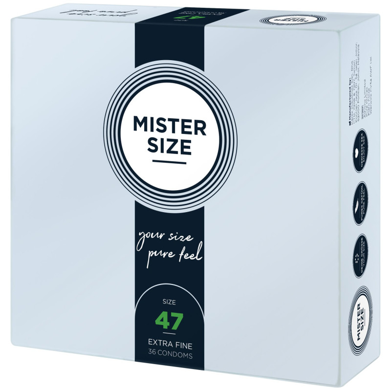Mister Size - pure feel - 47 (36 condoms), товщина 0,05 мм Mister Size - pure feel - 47 (36 condoms), товщина 0,05 мм