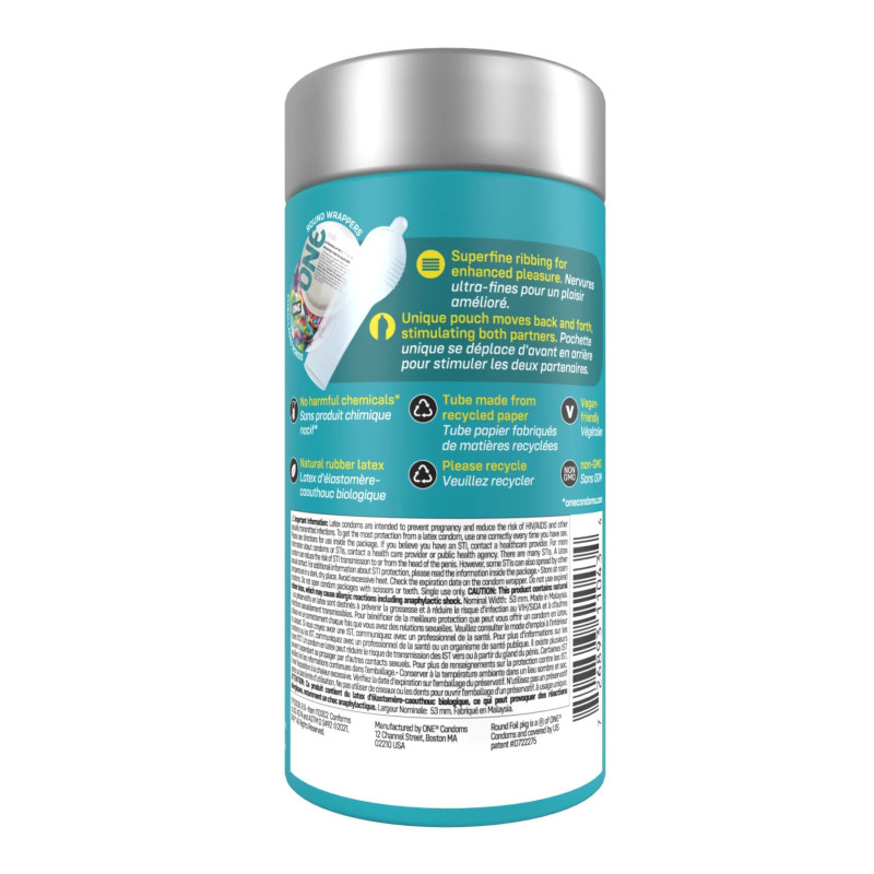 ONE Pleasure Plus, 12 шт, с ребристым участком на конце, подарочная упаковка-тубус