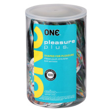 Набор ONE Pleasure Plus, 100 шт, с ребристым участком на конце, упаковка-тубус