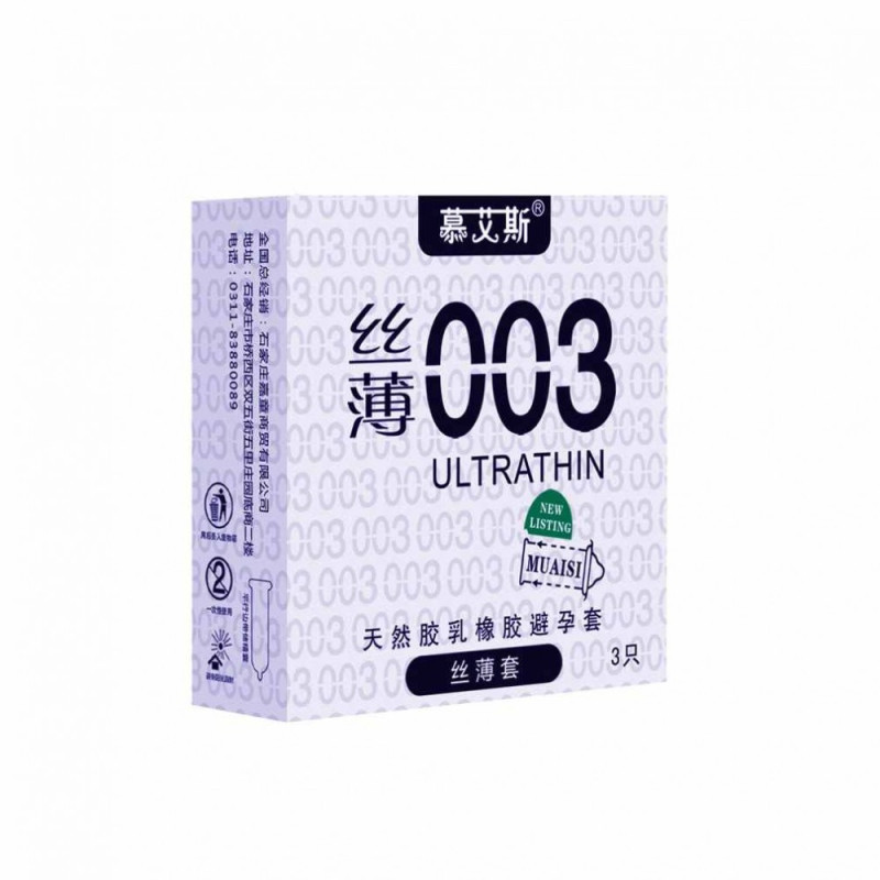 Muaisi Silver з ребристою текстурою 0,03 мм, 3 шт Muaisi Silver з ребристою текстурою 0,03 мм, 3 шт