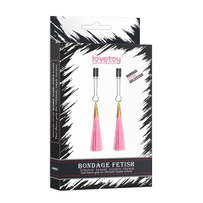 Зажимы для сосков LoveToy Bondage Fetish Glamor Tassel Nipple Clamp Pink